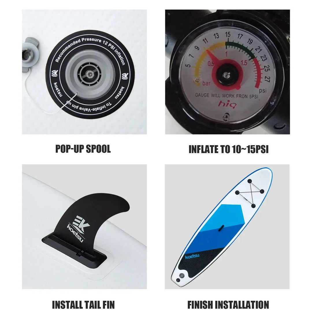 KOETSU Tabla de SUP de 10.6 pies, Tabla de Surf, Tabla de Paddleboard, Tabla de SUP Inflable