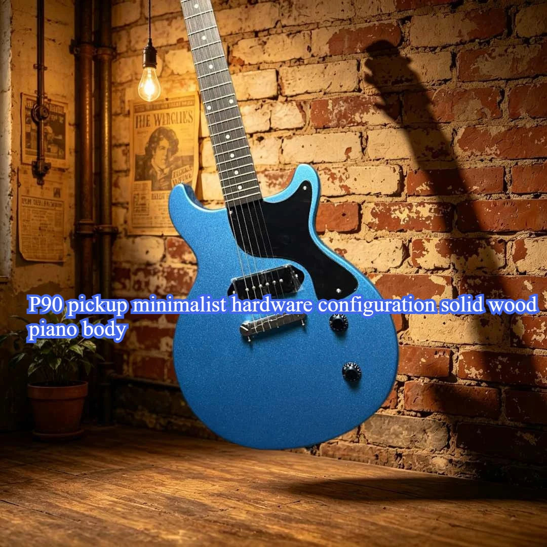 Guitarra Eléctrica STUDI Azul Metálico con Pastilla P90 Individual, Configuración de Hardware Minimalista, Cuerpo de Madera Sólida, Diapasón de Palisandro