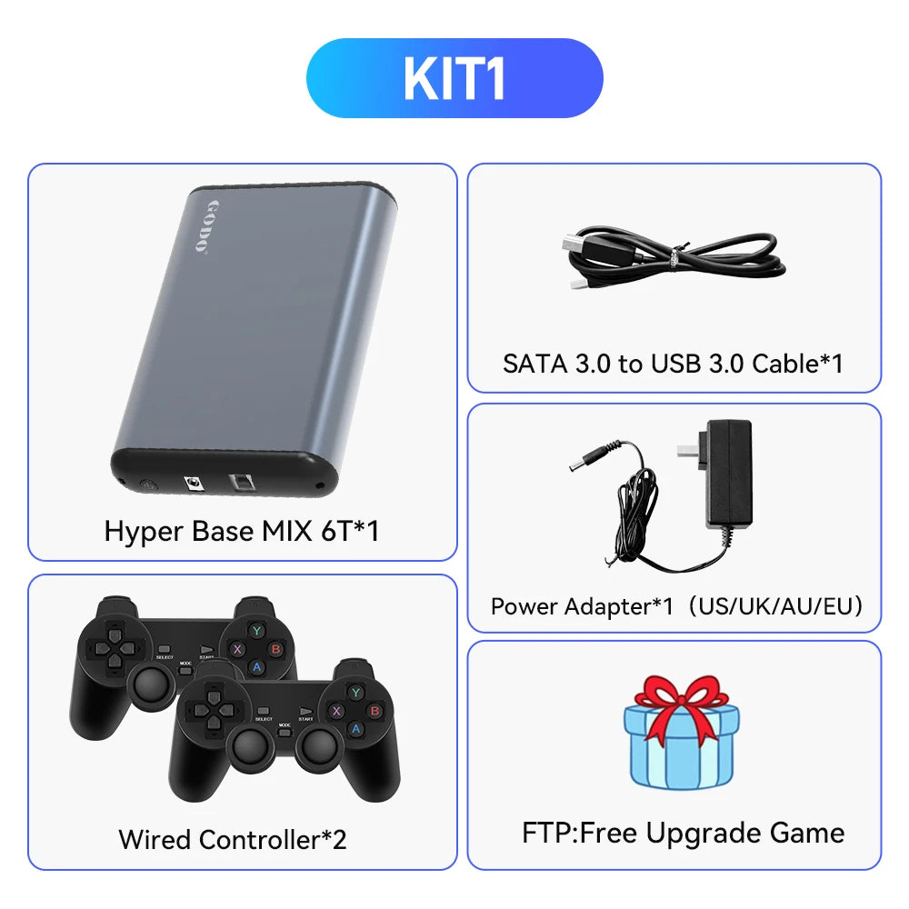 Hyper Base MIX 6T Gaming HDD Retrobat&Playnite&Launchbox para PS5/PS4/PS3/XBOX/Switch/emuladores DC 65000+AAA/3D/juegos de vídeo Retro