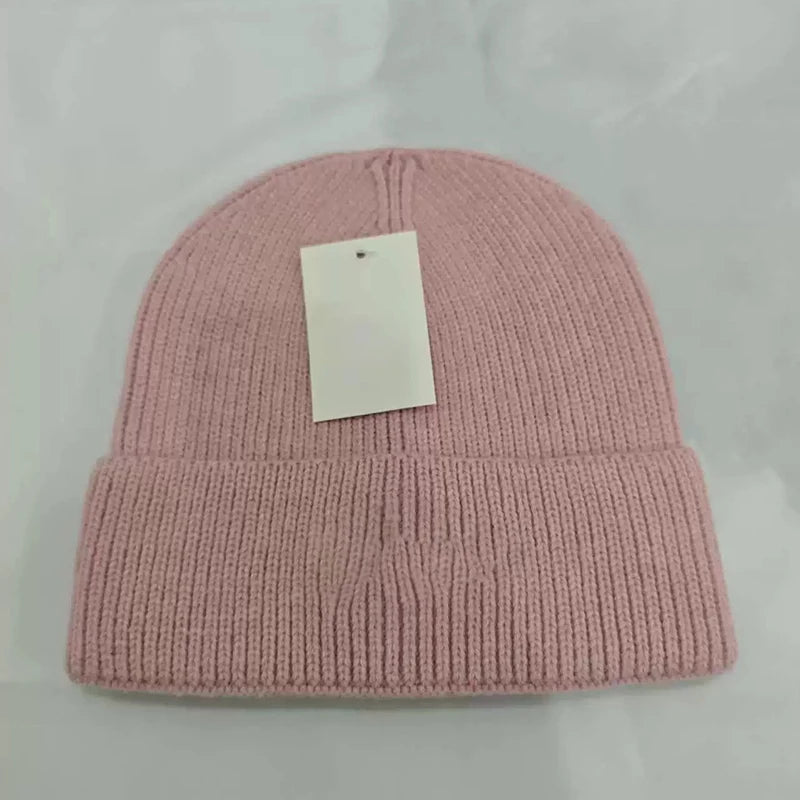 Gorro de punto con letras bordadas para otoño e invierno, moderno y versátil, gorro de lana cálido.