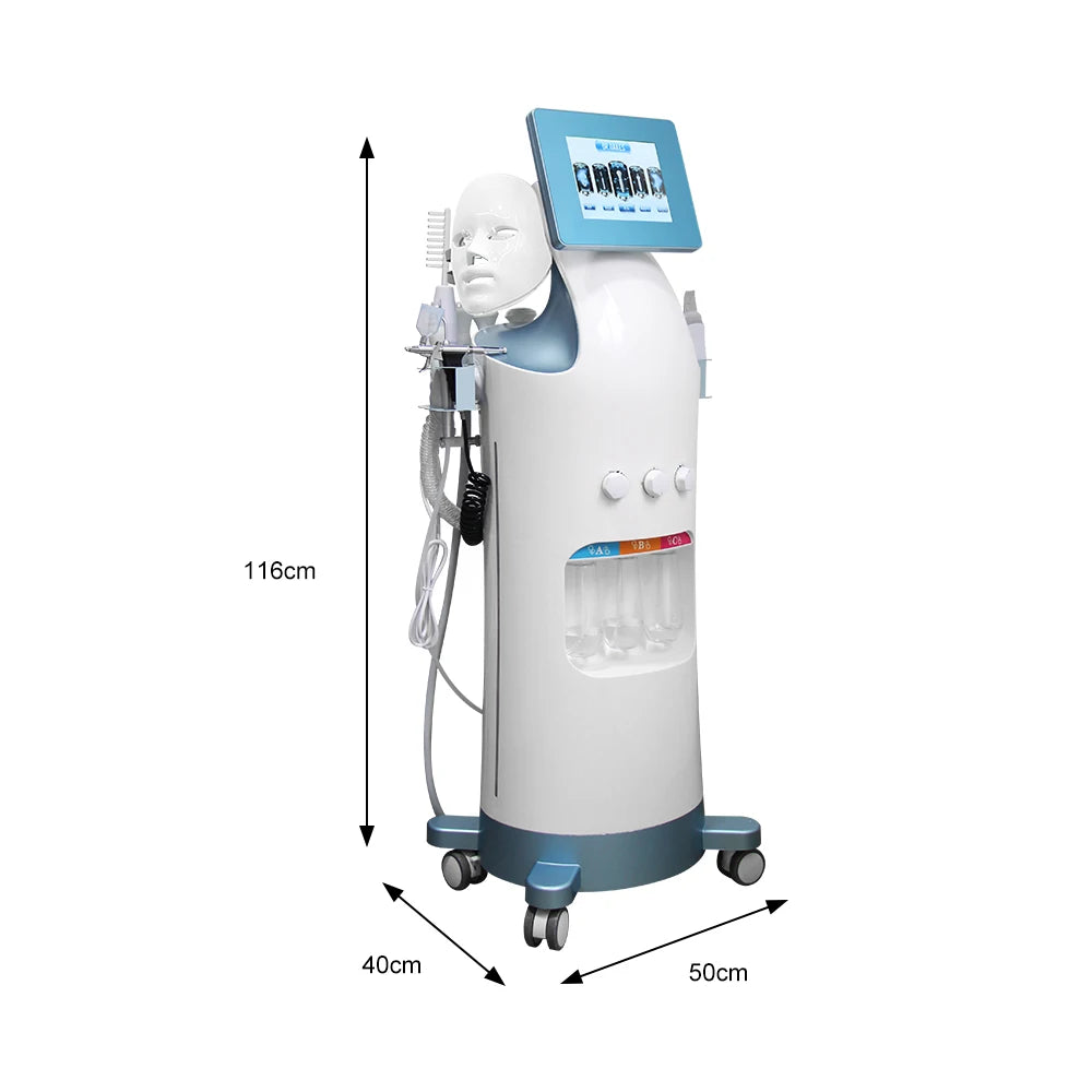AOKO Nueva Máquina de Belleza 12 en 1 para Hidrodermoabrasión, Peeling Acuático, Ultrasonido Facial, Inyección de Oxígeno, Rejuvenecimiento de la Piel y Blanqueamiento