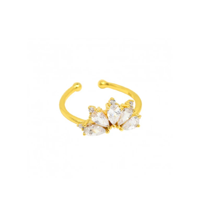 Anillos de oro macizo ROXI con corona abierta de 18K/24K para mujer, anillo de boda ajustable, joyería de compromiso de Plata de Ley 925
