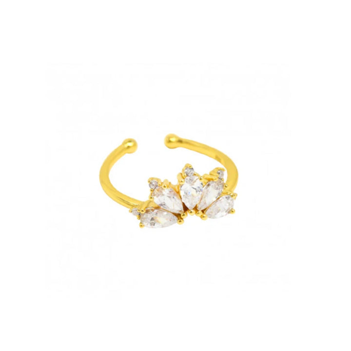Anillos de oro macizo ROXI con corona abierta de 18K/24K para mujer, anillo de boda ajustable, joyería de compromiso de Plata de Ley 925