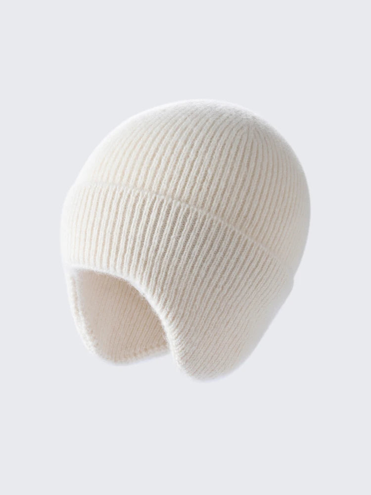 SHELTER BEANIE Gorro con Orejeras 90% Alpaca Fina 10% Cachemira, Calentador de Orejas de Lujo Sin Teñir, Gorro Tejido de Lujo, Calentador de Orejas de Puesta Rápida