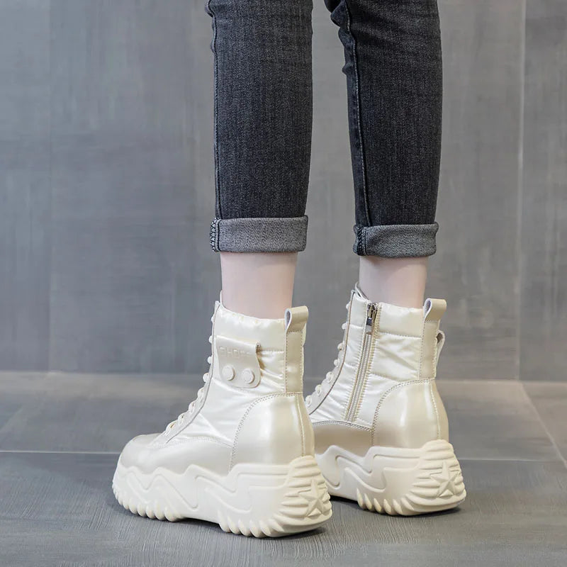 DRKANOL-Botas de nieve impermeables para mujer, zapatos cálidos con cuña, tacón de plataforma, aumento de altura, Otoño e Invierno