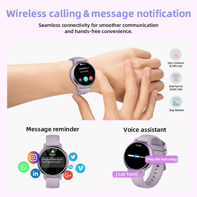 Reloj inteligente para hombre LIGE 2026, pantalla HD de 1.26", recordatorio de llamadas, monitor de salud fisiológica, linterna LED, regalo para mujer, reloj inteligente femenino