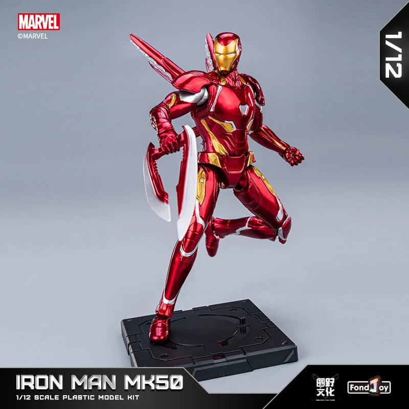 Figura de Acción Articulada de Iron Man Mk50 de Marvel, Escala 1:12, Kit de Modelo de Plástico, Coleccionable de los Vengadores