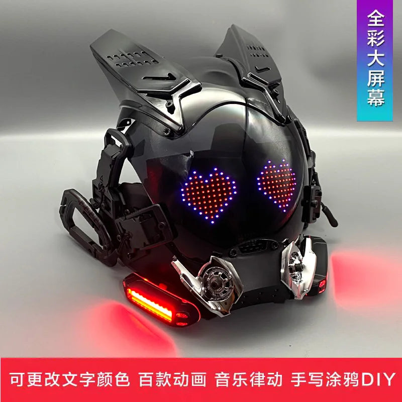Máscara Cyber Punk, disfraces, máscara, Cosplay, soldado Mech con pantalla LED de subtítulos, casco de Control por aplicación de teléfono, accesorios de Bar para fiesta de Halloween