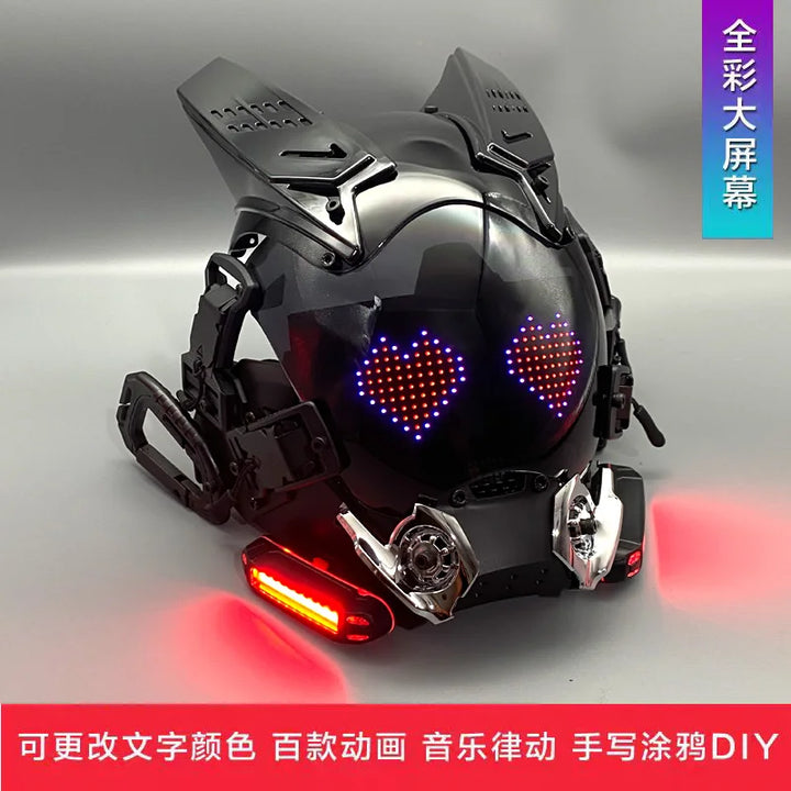 Máscara Cyber Punk, disfraces, máscara, Cosplay, soldado Mech con pantalla LED de subtítulos, casco de Control por aplicación de teléfono, accesorios de Bar para fiesta de Halloween