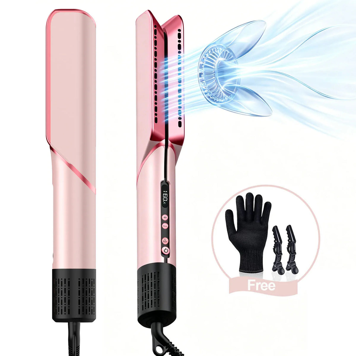 Secador de Pelo de Verano 2 en 1 con Aire Frío y Caliente, Plancha y Rizador de Pelo, Alisador y Rizador de Cabello