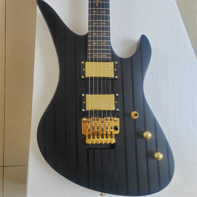 Guitarra Eléctrica de 6 Cuerdas Hecha a Mano con Acabado Mate y Diseño de Rayas Único para Guitarristas