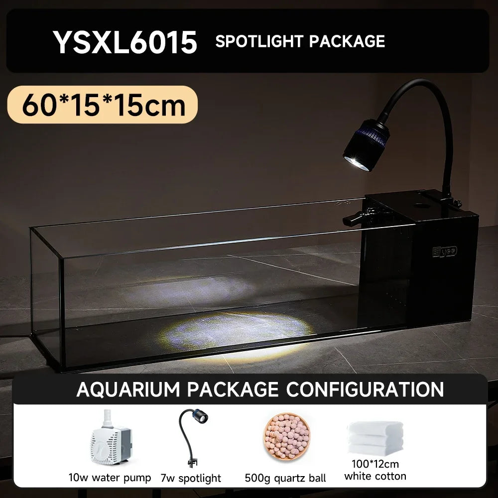 Wholesale Low Iron Glass 20 Gallon Betta Fish Tank Ultra Clear Desktop Decoration Aquarium Tank With Aquarium Pump and Led