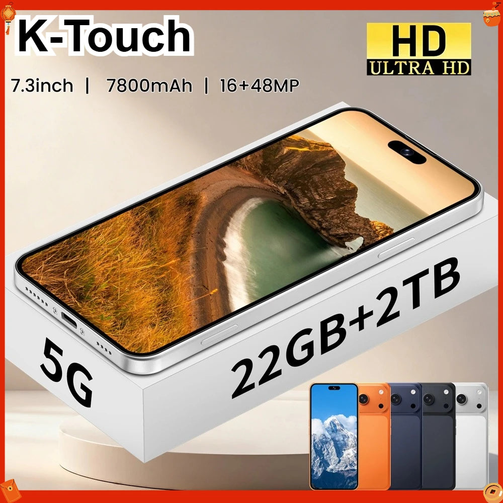 Smartphone K-Touch New Ai iFone 17 Pro Maxi Android 5G 7.3HD 22GB+2TB, teléfonos móviles inteligentes, 16+48MP, Dual SIM, 7800mAh, teléfono celular desbloqueado, versión global