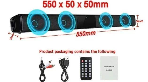 Altavoz inalámbrico con barra de sonido Bluetooth, Subwoofer con cable envolvente estéreo, proyector de TV para el hogar, altavoz de sonido superpotente para exteriores