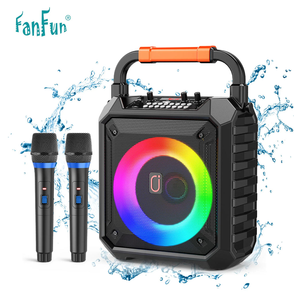 Altavoz Bluetooth inalámbrico, máquina de karaoke con 2 micrófonos, sistema de karaoke para el hogar T17-T con luz de fiesta LED