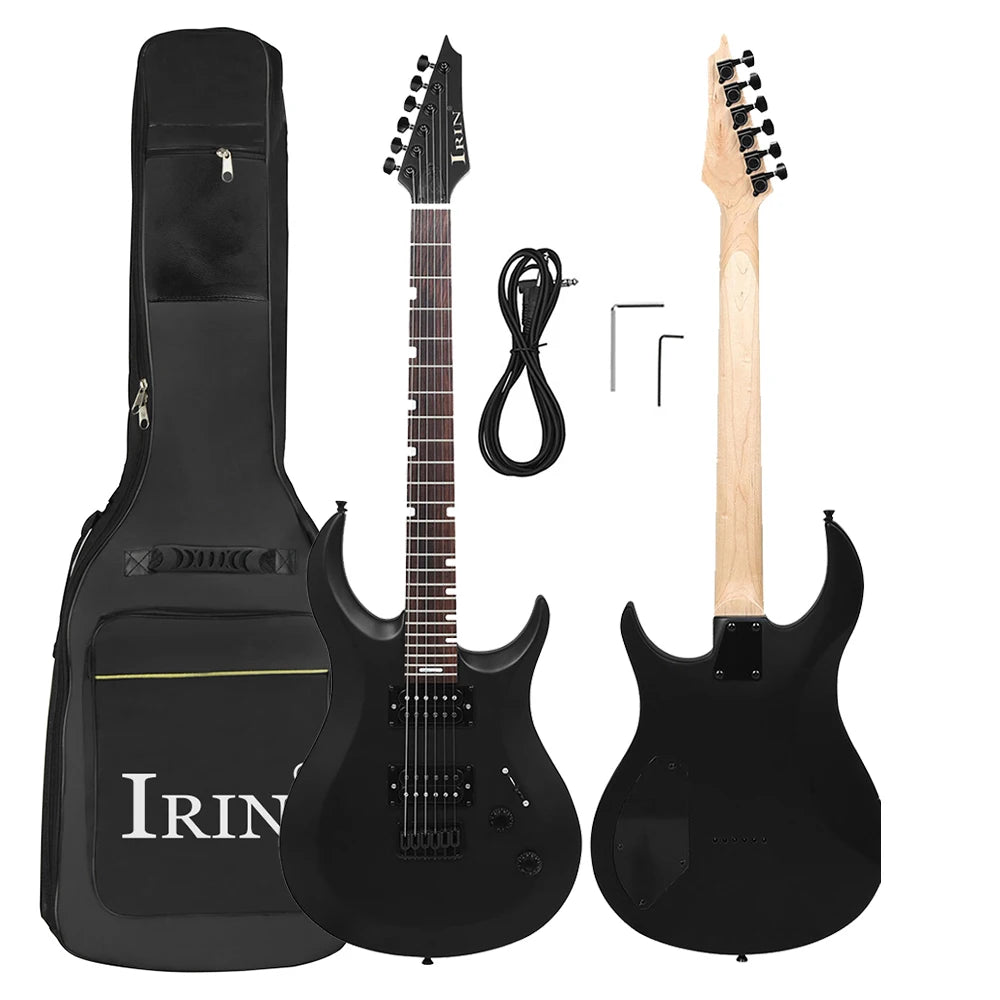 IRIN-Guitarra eléctrica de 6 cuerdas, 24 trastes, cuerpo Oguman, mástil de arce, Guitarra eléctrica colorida con Cable de conexión de llave de bolsa
