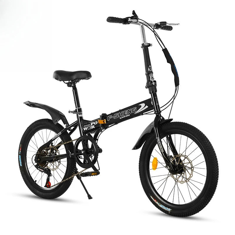 Bicicleta plegable de 20 pulgadas, 6 velocidades, doble freno de disco: bicicleta compacta y fácil de transportar para un almacenamiento sencillo