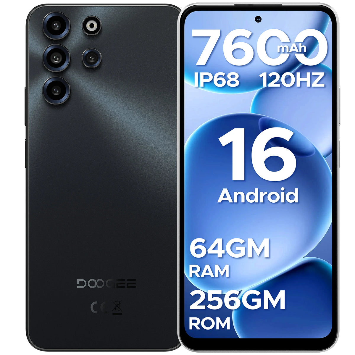 Smartphone DOOGEE B10 Pro 64GB+256GB Pantalla FHD de 6,63” 120Hz IP68 Helio G100 Batería 7600mAh Cámara 64MP Android 16 NFC