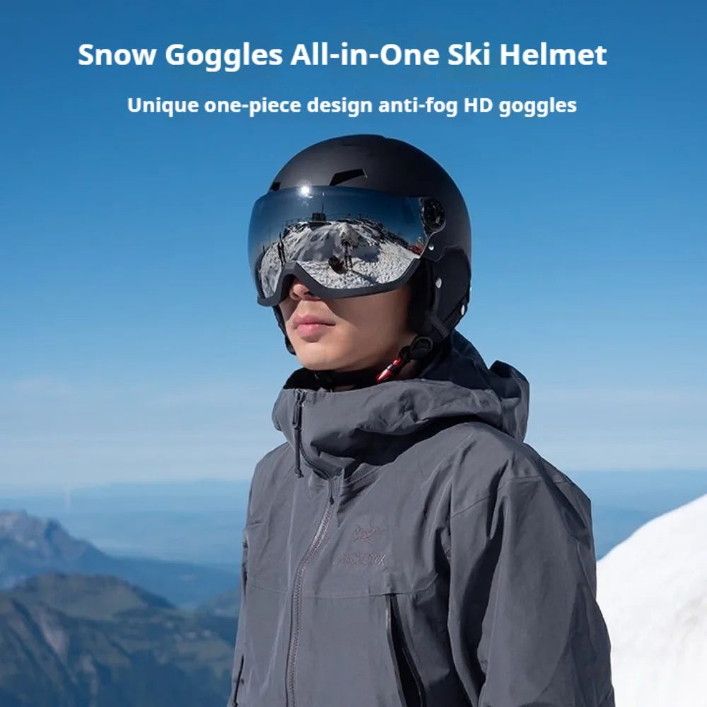 Casco de esquí para hombre, gafas de nieve en uno, casco de esquí antiimpacto para mujeres adultas, esquí, monopatín, Snowboard, casco de seguridad para mujer y hombre