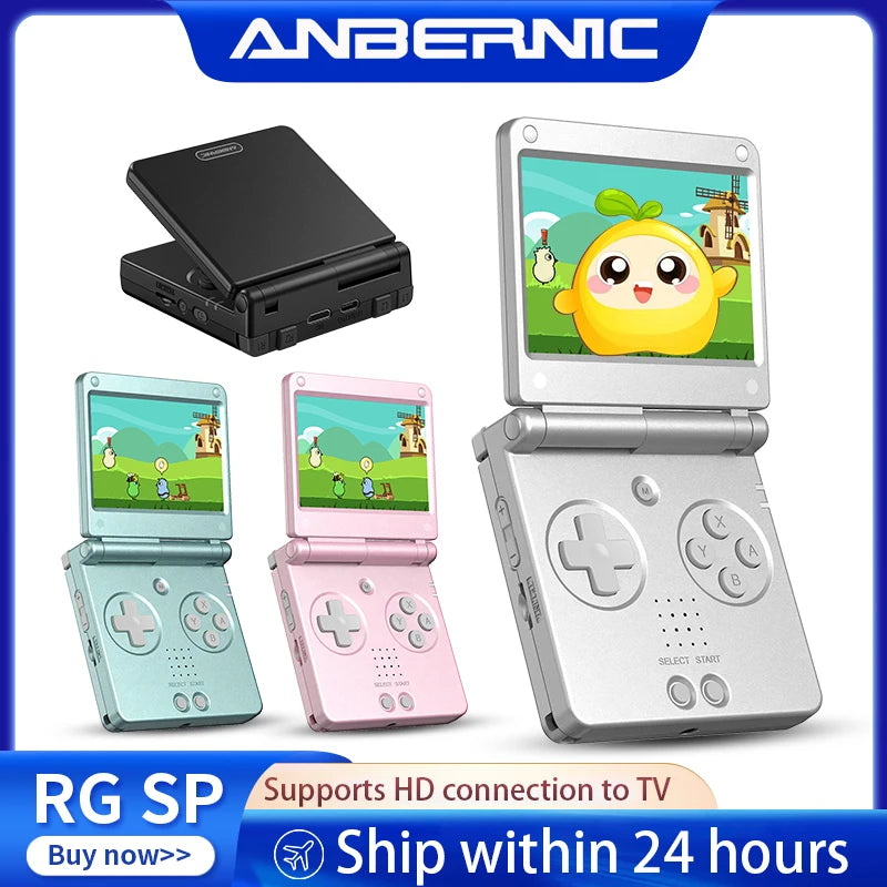 Consola de juegos retro portátil Anbernic RGSP Flip, Linux de 64 bits, reproductor de juegos portátil de 3300 mAh, compatible con streaming Wifi RixelHK RG SP