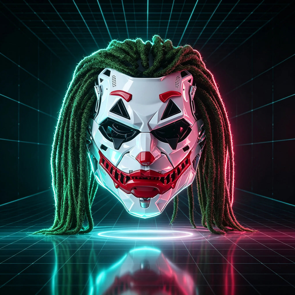 Máscaras de payaso de estilo cyberpunk con trenzas, disfraz de payaso para cosplay, accesorios para fiestas, regalos y juguetes para adultos, ideales para Halloween y juegos de rol de anime.