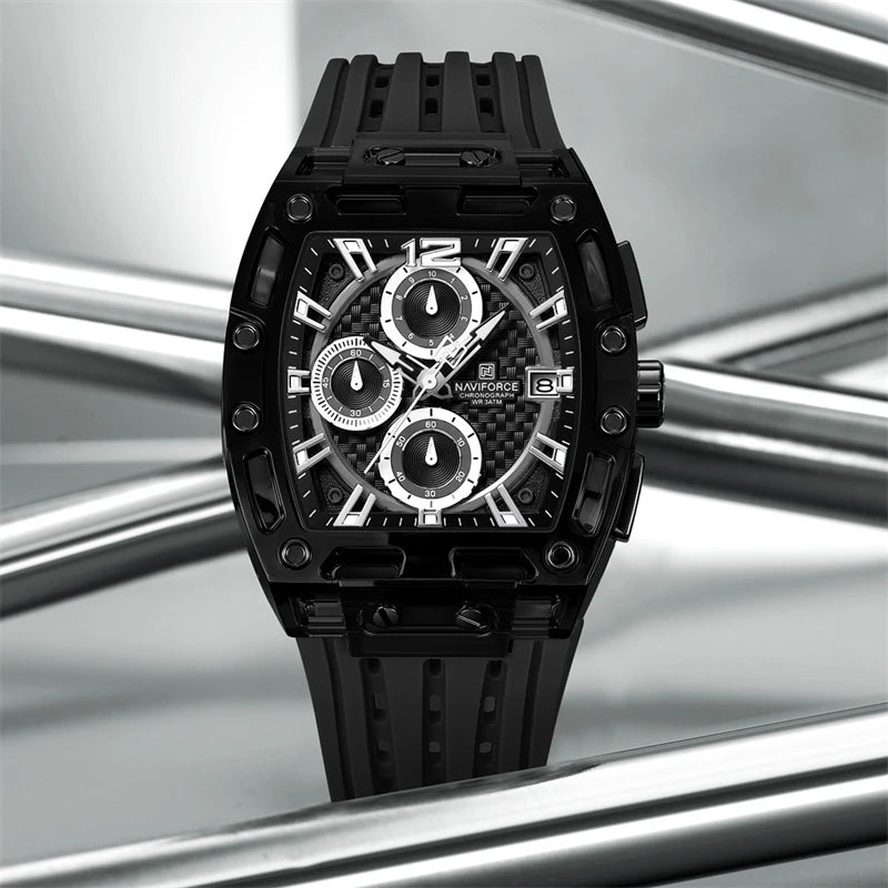 NAVIFORCE 7105 Fashion Chronograph Multi Functional Quartz Watch Sport 5ATM Waterproof Silicone Men's Watch Relogios Masculino