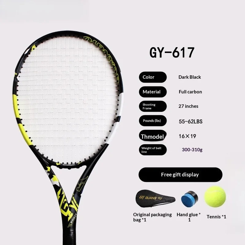Raqueta de Tenis Profesional Ligera de Fibra de Carbono y Grafito para Entrenamiento y Competición, Interior y Exterior, para Adultos Principiantes