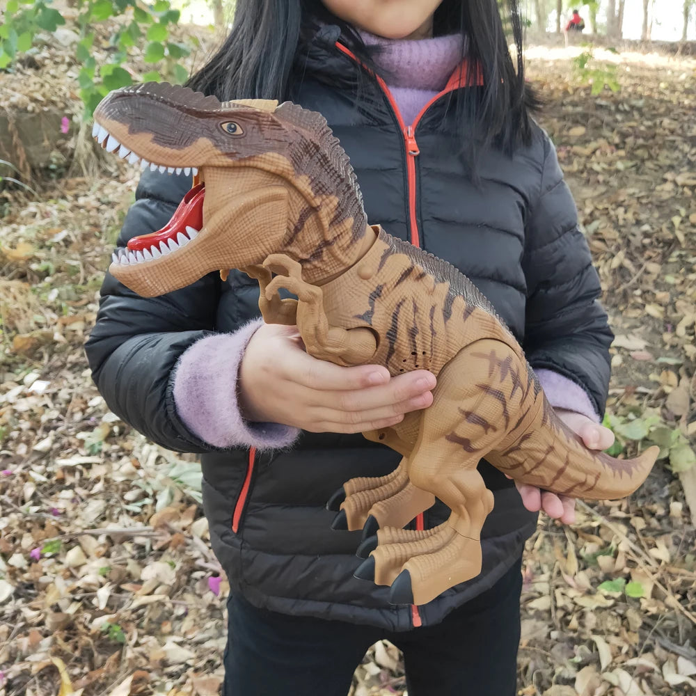 Juguete eléctrico de dinosaurio robot de gran tamaño que camina, echa humo, pone huevos, con luces y sonidos, modelo de juguete mecánico para niños
