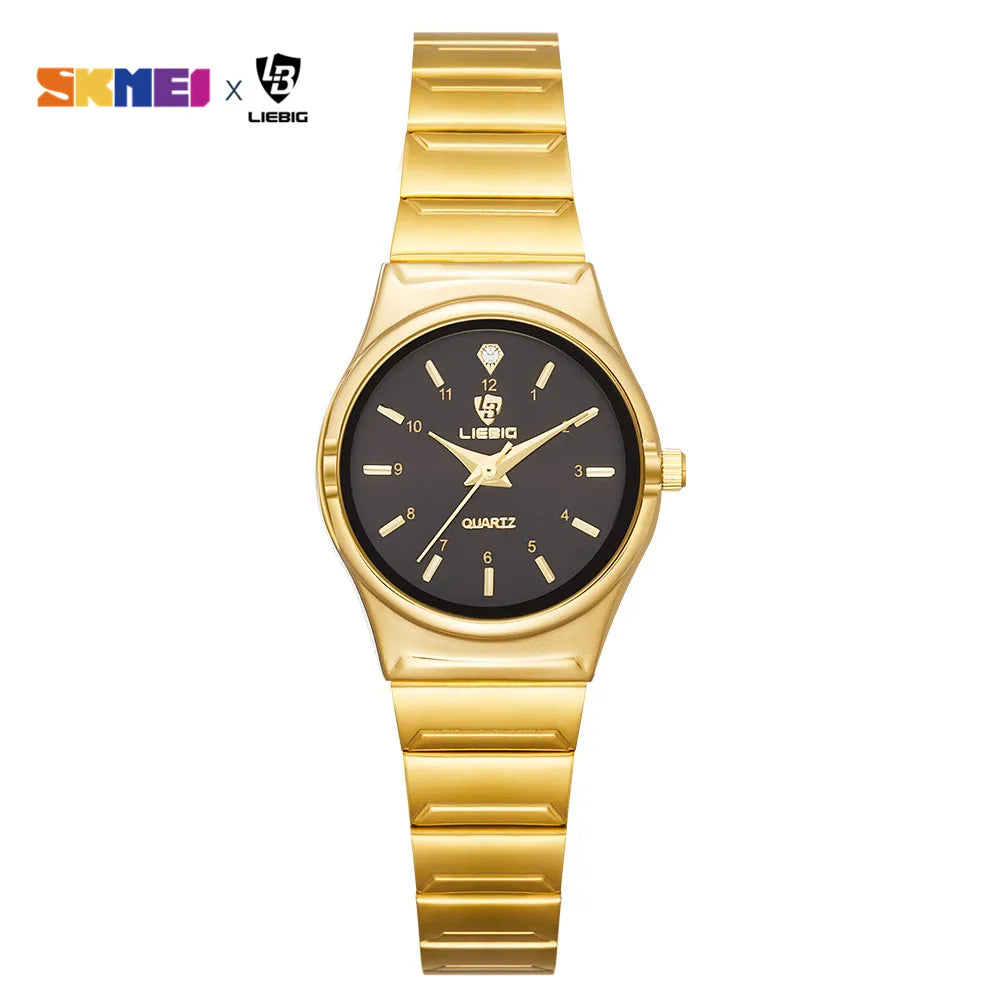 Reloj de cuarzo para mujer LIEBIG, reloj de pulsera de lujo con correa de acero inoxidable dorada, resistente al agua, reloj para dama, color dorado