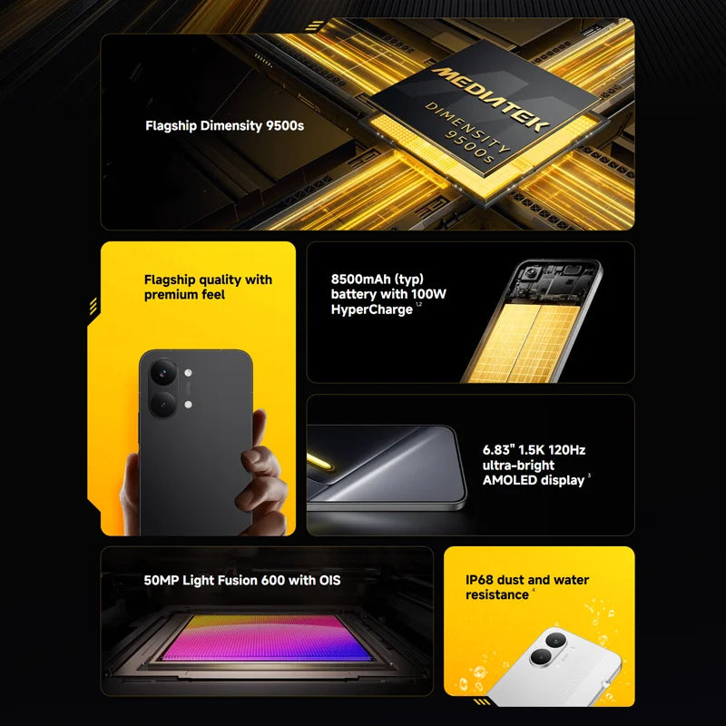Poco X8 Pro Max - Smartphone 6.83", Dimensity 9500S, batería de 8500 mAh, sensor Light Fusion 600 de 50 MP con OIS