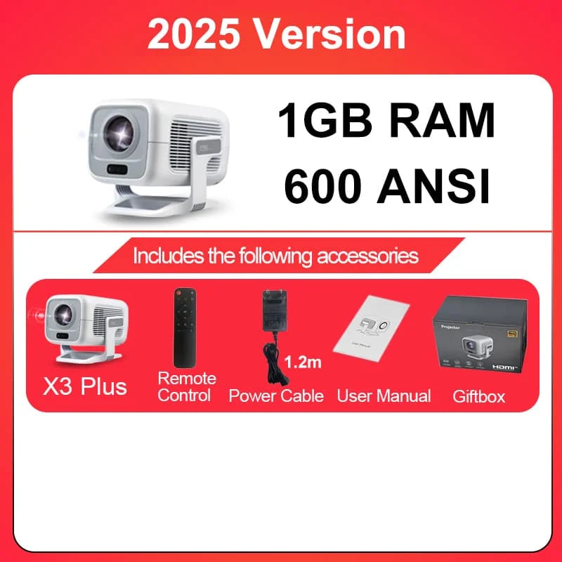 Proyector DITONG X3Plus HD Nativo 1080P Compatible con 4K WIFI6 BT5.4 Android Mini Proyector Portátil LED Proyector de Video para Cine en Casa