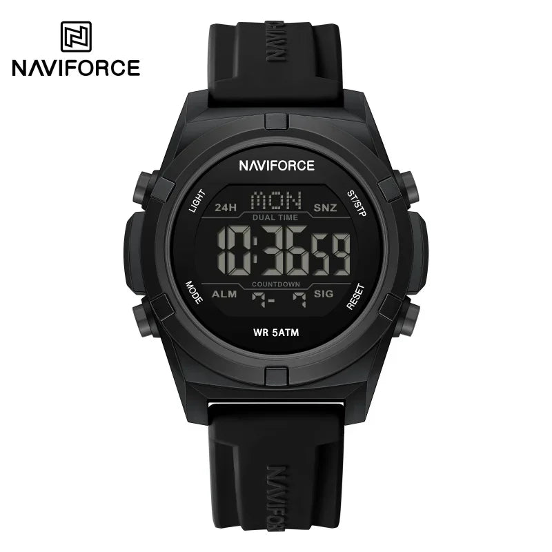 Reloj NAVIFORCE 2026 para hombre, reloj con alarma, cronómetro, resistente al agua 5ATM, pantalla dual LCD, reloj de pulsera de cuarzo para uso diario, casual y deportivo