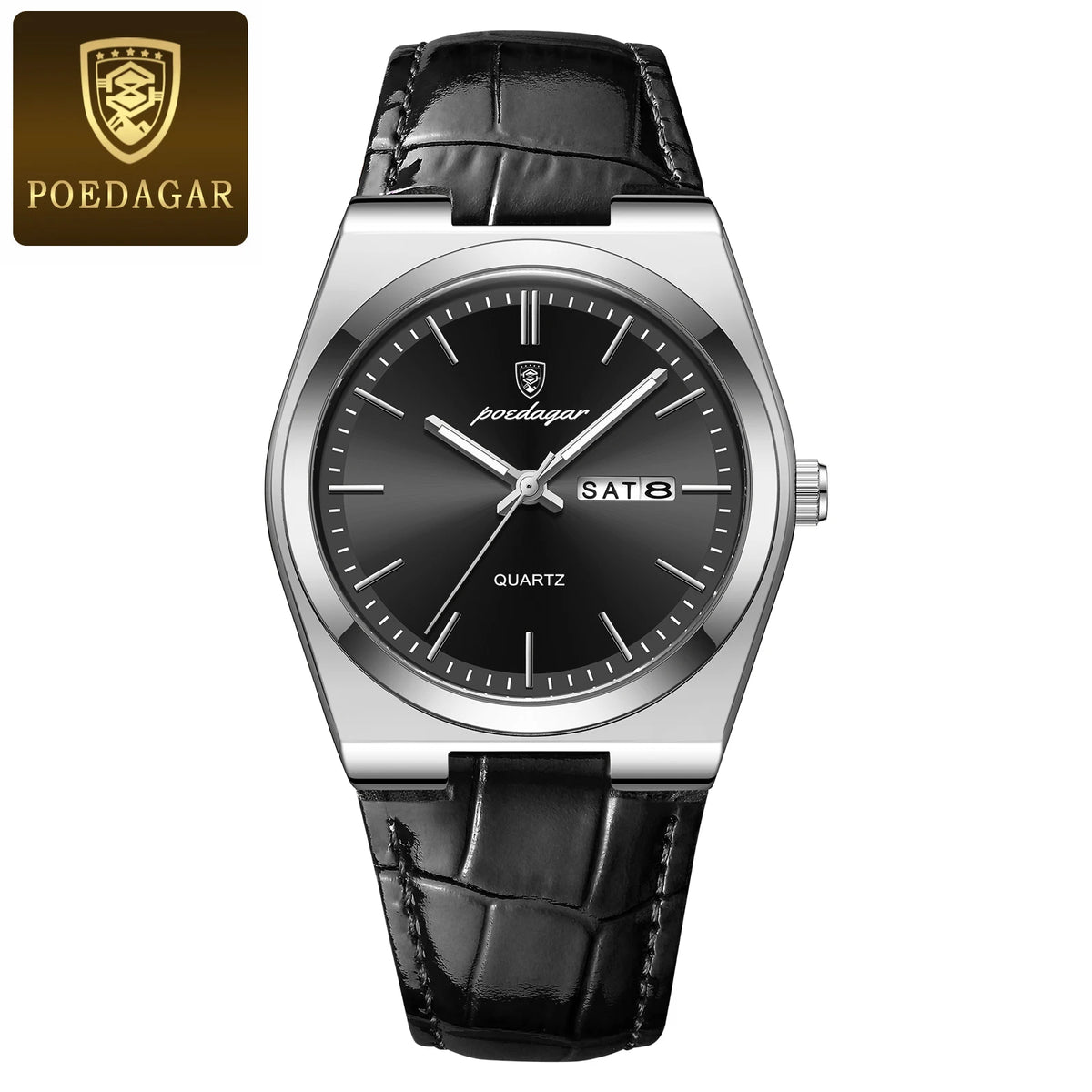 POEDAGAR Luxury Man Watch Waterproof Luminous Date Week Men Watch Simple Business Quartz Leather Men's Watches Relogio Masculino