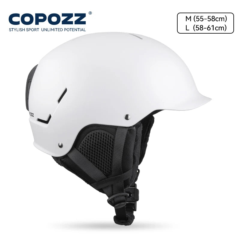Casco de esquí certificado COPOZZ, casco de Snowboard moldeado integralmente para marido con Bukcle magnético, motocicleta, nieve, hombres, mujeres y adultos