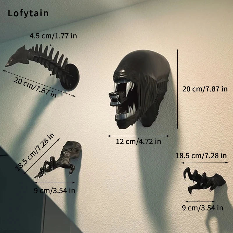 Escultura de pared de alienígena Xenomorfo Lofytain, estatua de decoración de monstruo de ciencia ficción, terror, Alien vs. Depredador, accesorios para regalos de Halloween