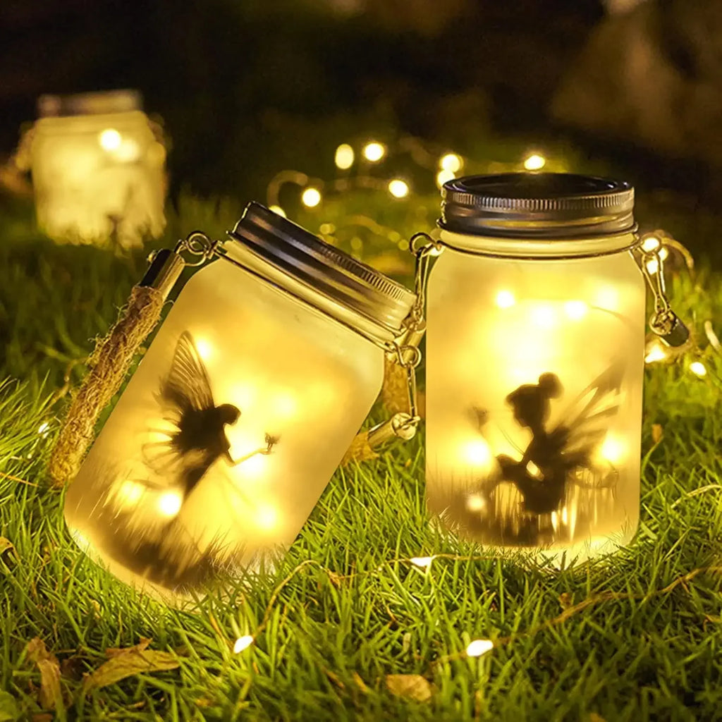 Luz solar para tarro de cristal, farol solar con luces de hadas, impermeable IP65, lámpara solar colgante y de pie, adorno de jardín para patio y césped