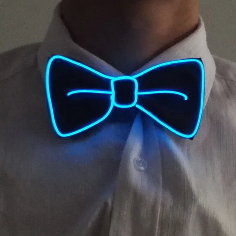 Nuevo estilo, pajarita de neón iluminada, corbata LED de alambre EL, barra luminosa brillante, corbata de fiesta, decoración navideña, accesorios de disfraz Rave