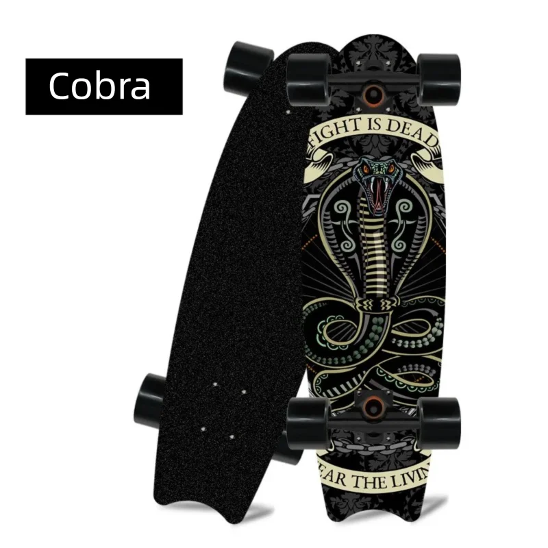Patineta de madera de arce con cuatro ruedas y diseño de cola de pez, ideal para principiantes, para desplazarse y practicar patinaje urbano.