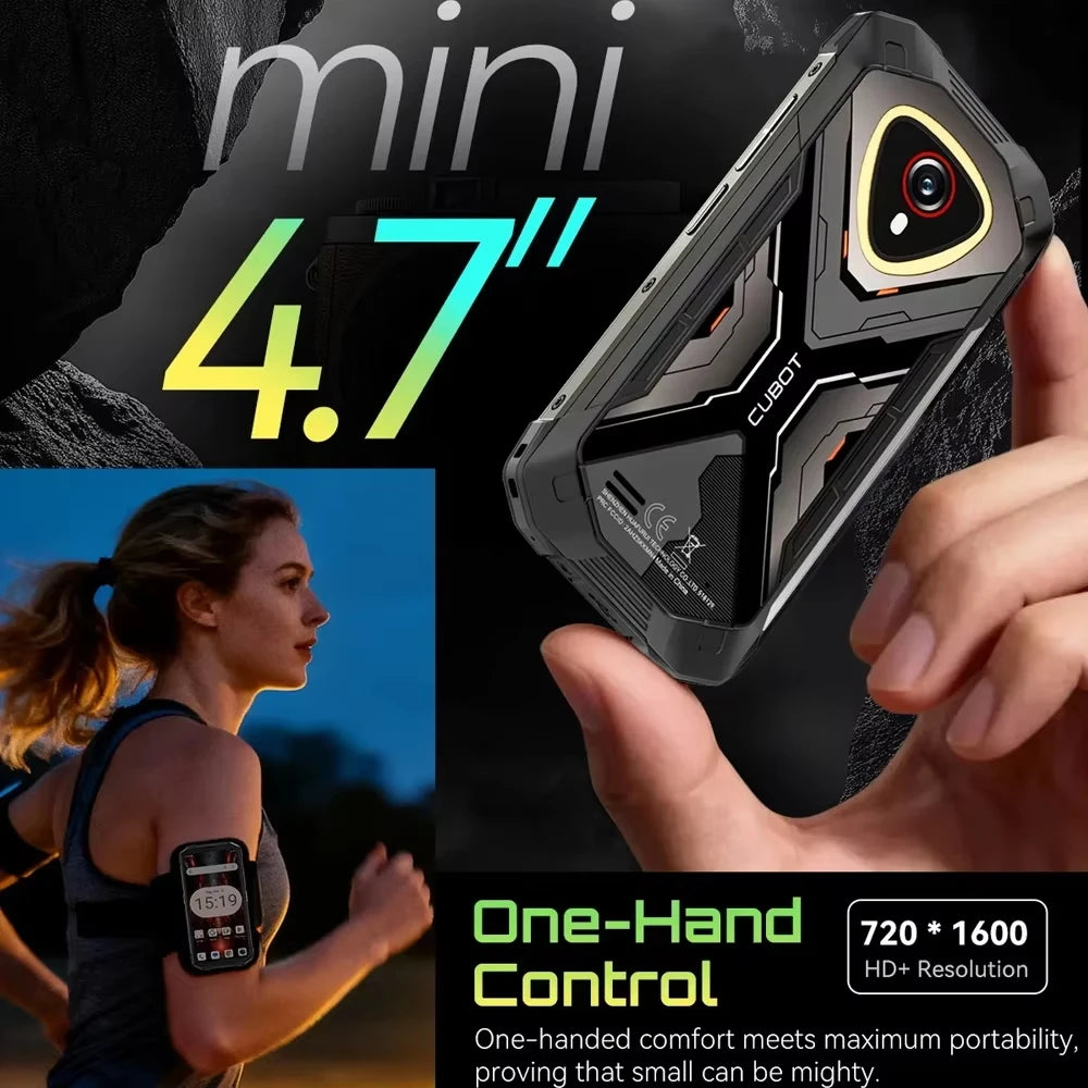[ES Shipping] Cubot KingKong Mini 4 4.7″ Teléfonos móviles mini 6GB RAM + 128GB ROM Batería de 4700mAh, Smartphone pequeño Android 15 NFC Cámara de 48MP, luz de camping