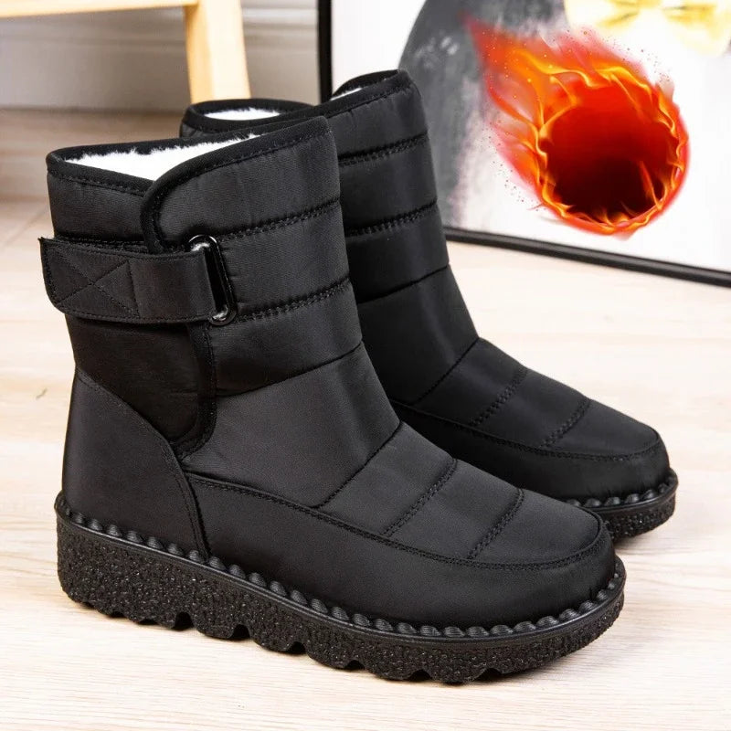 Botas De Mujer antideslizantes impermeables Botas De nieve De invierno zapatos De plataforma para Mujer Botas De tobillo cálidas zapatos acolchados De algodón Botas De Mujer