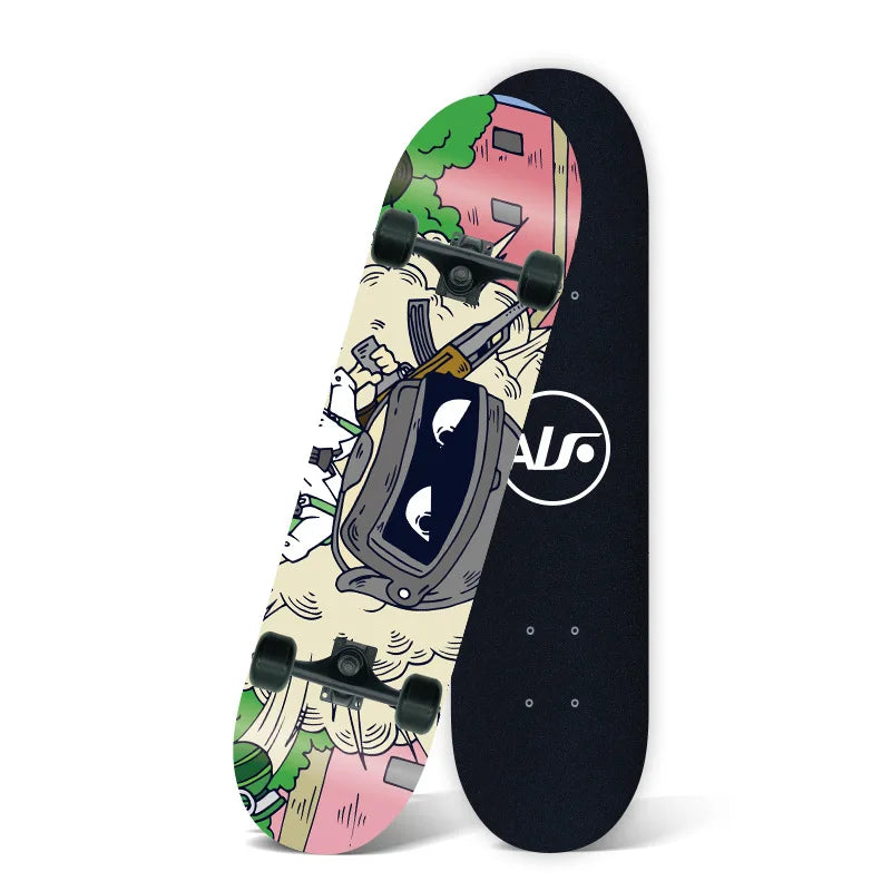 Patineta para Principiantes, Doble Kick Board, 80*20cm para Adolescentes y Adultos, Patineta de Cuatro Ruedas para Desplazamientos por la Calle