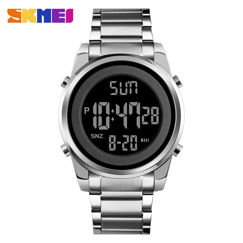 Reloj digital deportivo SKMEI de lujo para hombre, resistente al agua, de acero inoxidable, reloj de pulsera electrónico para caballero, modelo 1611