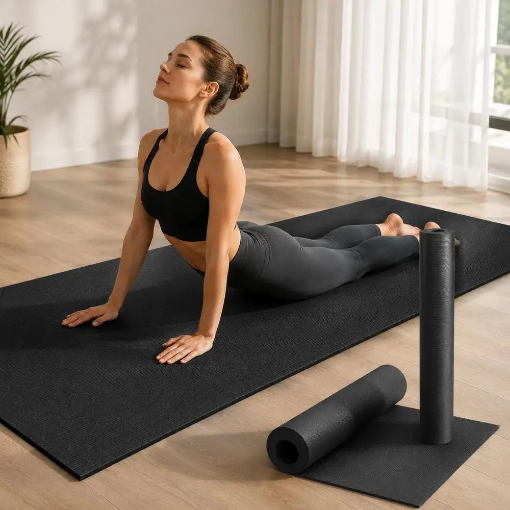 Esterilla de Ejercicio, Antideslizante, Esterilla de Yoga Premium de Alta Densidad, Esterilla de Yoga para Entrenamiento para Hombres y Mujeres, Esterilla de Fitness y Ejercicio con Bolsa y Correa de Transporte, para Todo Tip