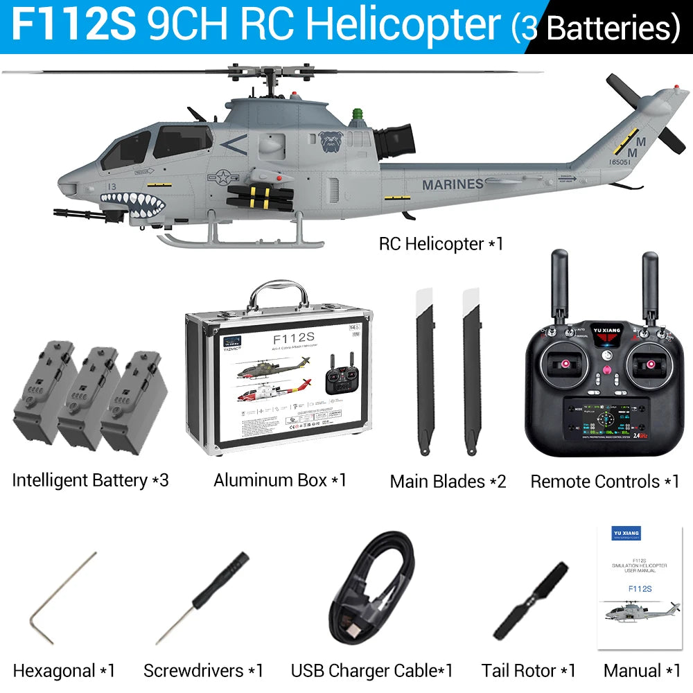 Helicóptero RC YUXIANG F112S 9CH, Avión 1/32 sin Escobillas con GPS, Radar Láser y Flujo Óptico