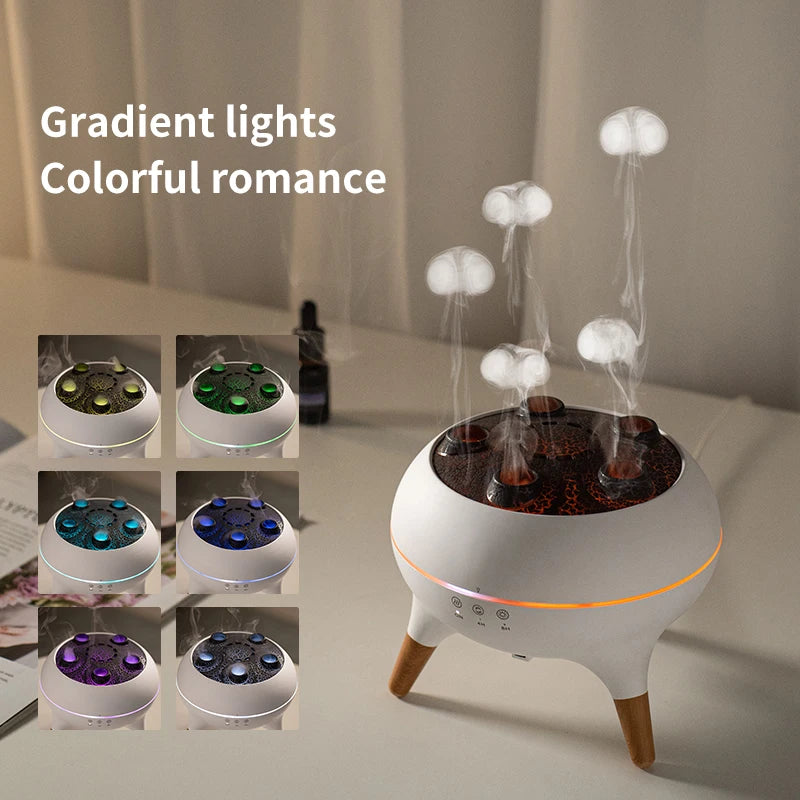 Humidificador de aire dinámico de medusas, difusor de aceites esenciales de 250ml, humidificador de dormitorio con Control remoto y 7 luces nocturnas coloridas