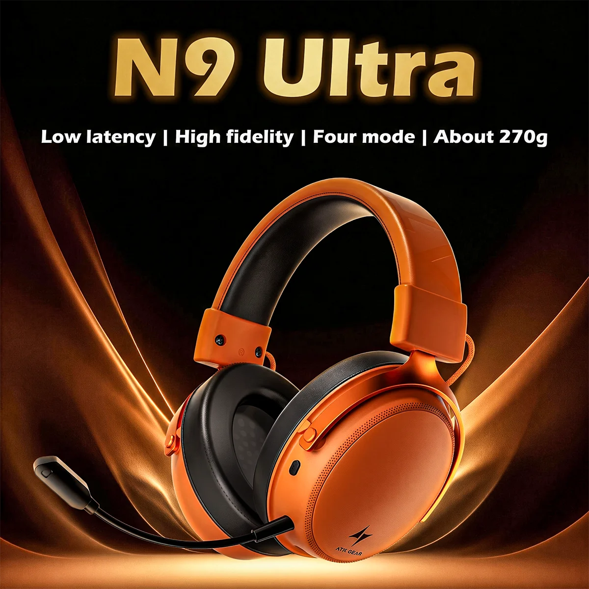 Auriculares para eSports ATK N9 Pro/Ultra con micrófono, baja latencia, cuatro modos inalámbricos, auriculares ligeros para juegos con reducción de ruido, 2.4GHz