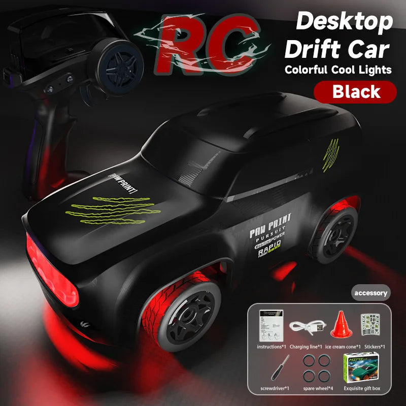 Coche RC 1/64, 2.4G 4WD, coche de carreras a escala mini de alta velocidad para escritorio, tracción en las cuatro ruedas, modelo de carreras GTR a control remoto, juguete para niños