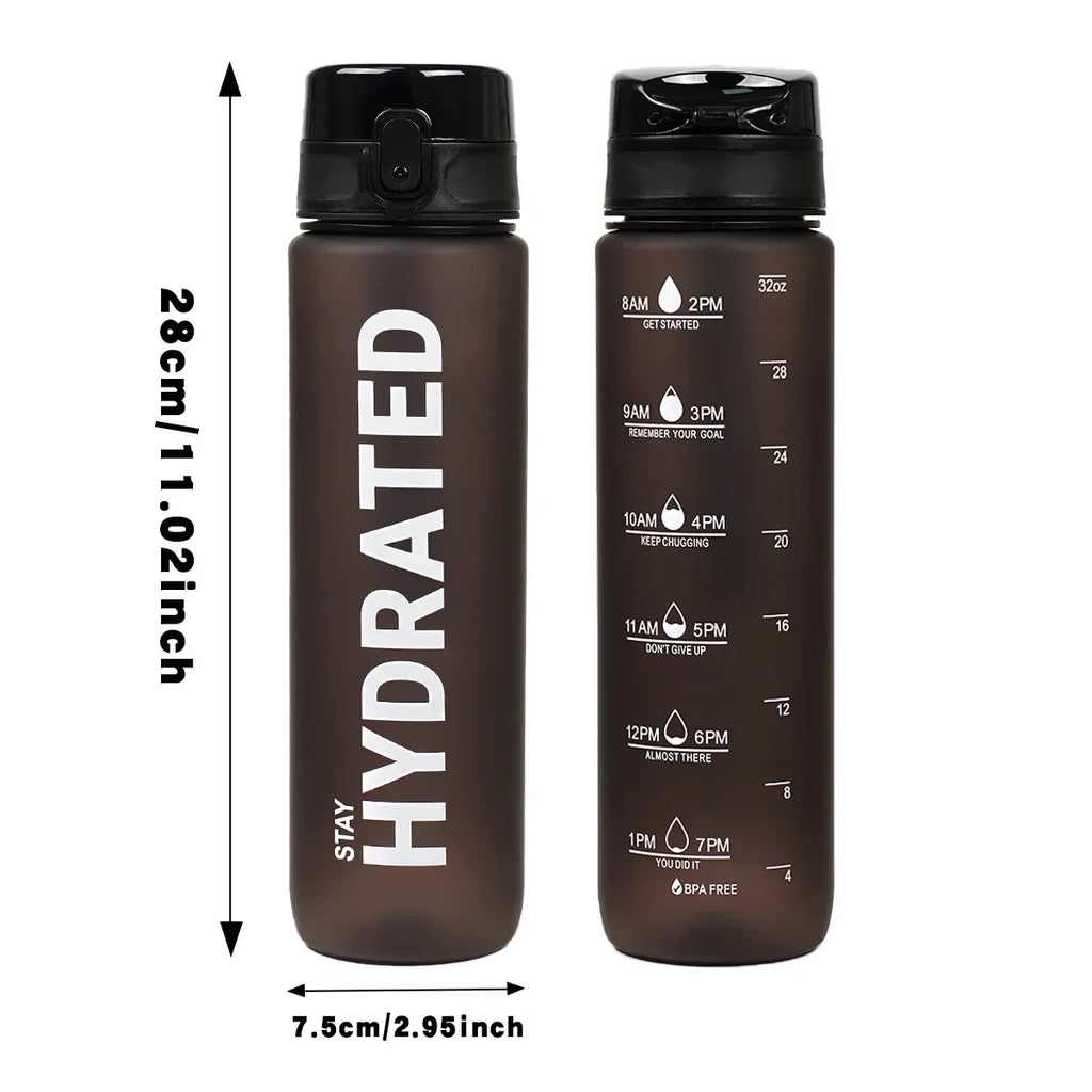 Botella de agua de 32oz, botella de agua deportiva motivacional, botellas para beber a prueba de fugas, hervidor de viaje para deportes al aire libre, botella de agua potable