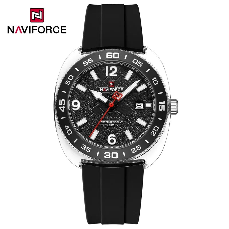 Reloj de cuarzo para hombre NAVIFORCE, a la moda, con indicador de fecha, luminoso, resistente al agua 5ATM, correa de silicona, reloj deportivo para hombre