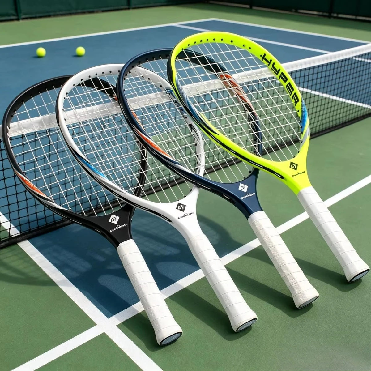 Mini raqueta de tenis de fibra de carbono, lista para encordar, con bajo nivel de ruido y bola de espuma, ideal para canchas de pickleball y como equipo deportivo.